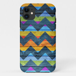 Colourful Chevron Wood Abstract iPhone 11 Case