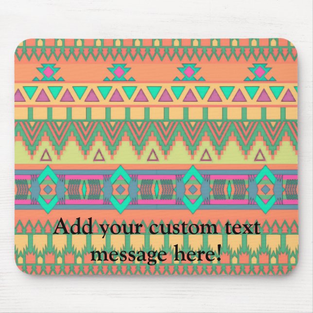 Colourful Chevron Zig Zag Tribal Aztec Ikat Mouse Mat (Front)