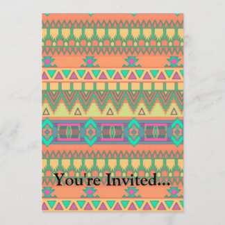 Colourful Chevron Zig Zag Tribal Aztec Ikat Patter Invitation