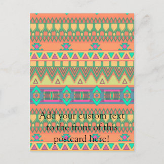 Colourful Chevron Zig Zag Tribal Aztec Ikat Patter Postcard