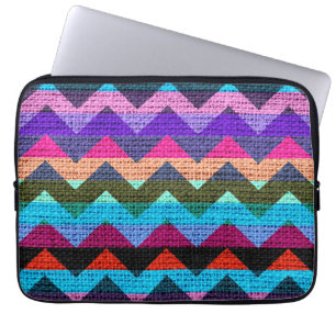 Colourful Chevron Zigzag Burlap Jute #8 Laptop Sleeve