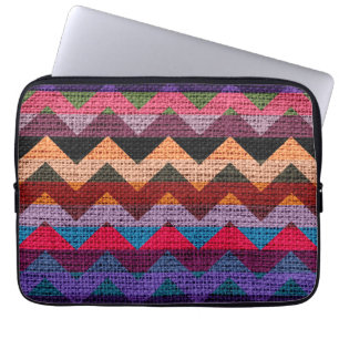 Colourful Chevron Zigzag Burlap Jute #9 Laptop Sleeve