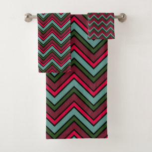 Colourful chevron zigzag pattern bath towel set