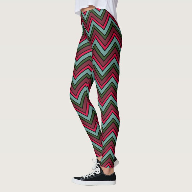 Colourful chevron zigzag pattern leggings (Left)