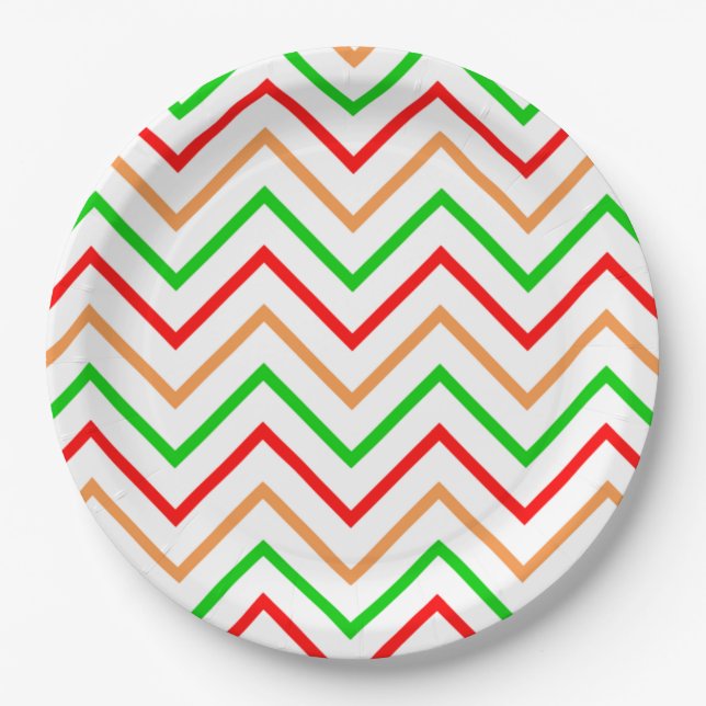 Colourful Chevron Zigzag Pattern Paper Plate (Front)