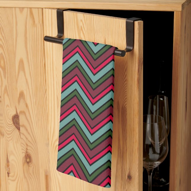 Colourful chevron zigzag pattern tea towel (Thirds Fold)