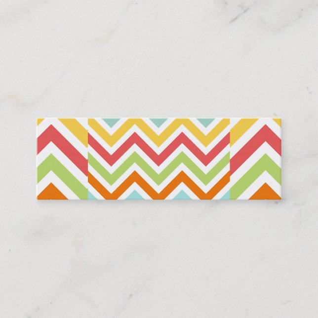 Colourful Chevron Zigzag Stripes Pattern Mini Business Card (Front)