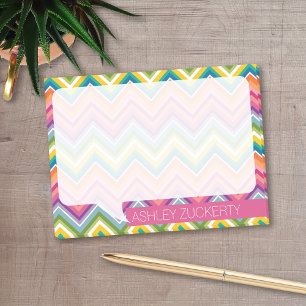 Colourful Chevrons Talk Bubble White Simple Name Post-it Notes