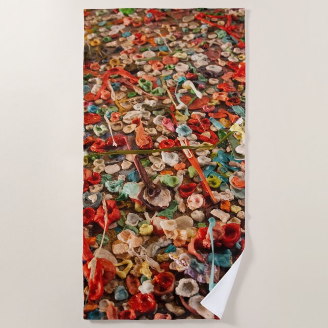 Colourful Chewed Gum Beach Towel (Front)
