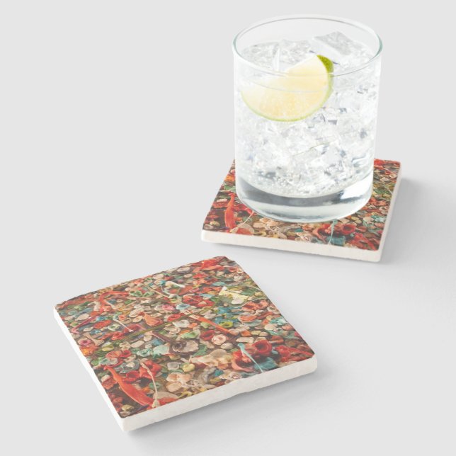 Colourful Chewed Gum Stone Coaster (Side)