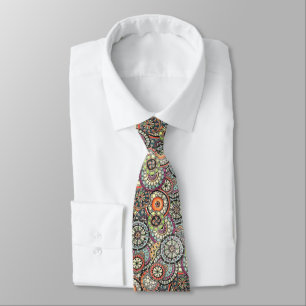 Colourful Chic Abstract Floral Circles Art Pattern Tie