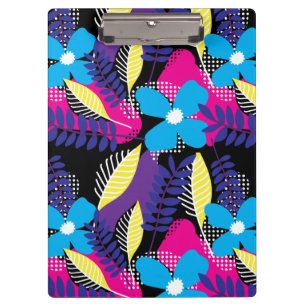 Colourful Chic Floral & Dot Pattern with Leaves Cl Clipboard