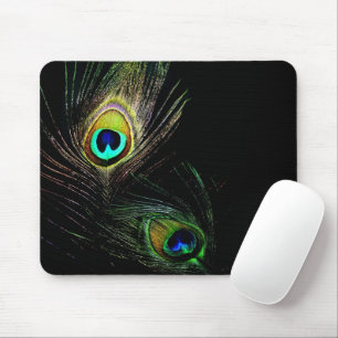 Colourful Chic Peacock Feathers Modern Photography Mouse Mat