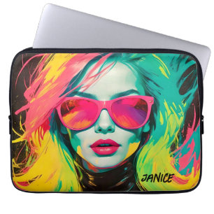 Colourful Chic Pop Art Female Pink Sunglasses Laptop Sleeve