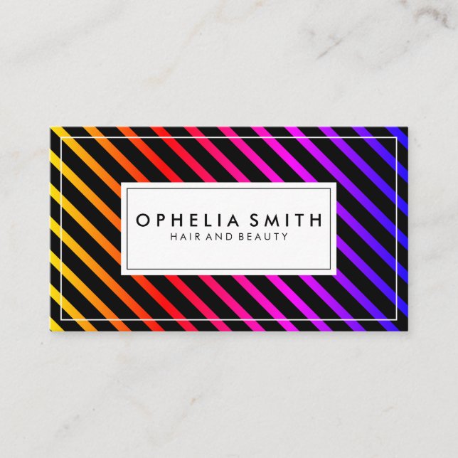 Colourful Chic Stripes Business Card (Front)