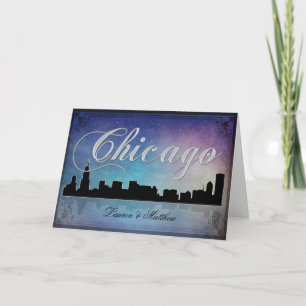 Colourful Chicago Illinois skyline Card