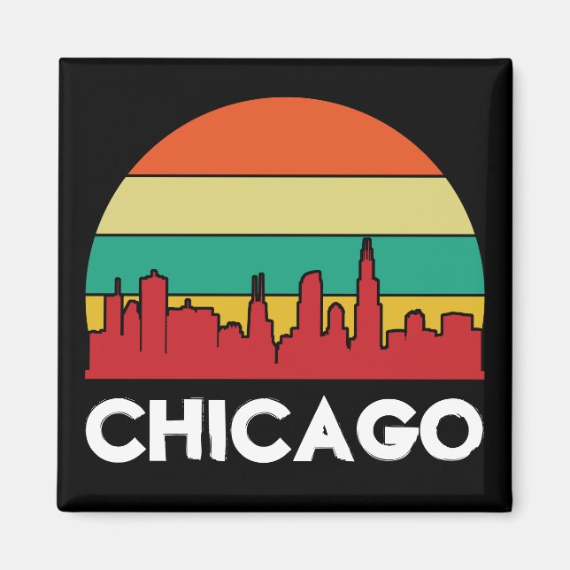 Colourful Chicago Windy City Cityscape Magnet (Front)