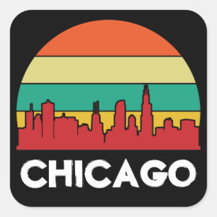 Colourful Chicago Windy City Cityscape Square Sticker