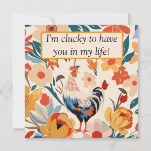 Colourful Chicken Floral Thank You Card