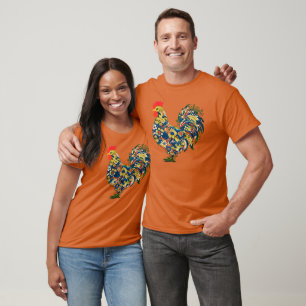 Colourful Chicken Shirt, Floral Chicken Shirt, Far T-Shirt