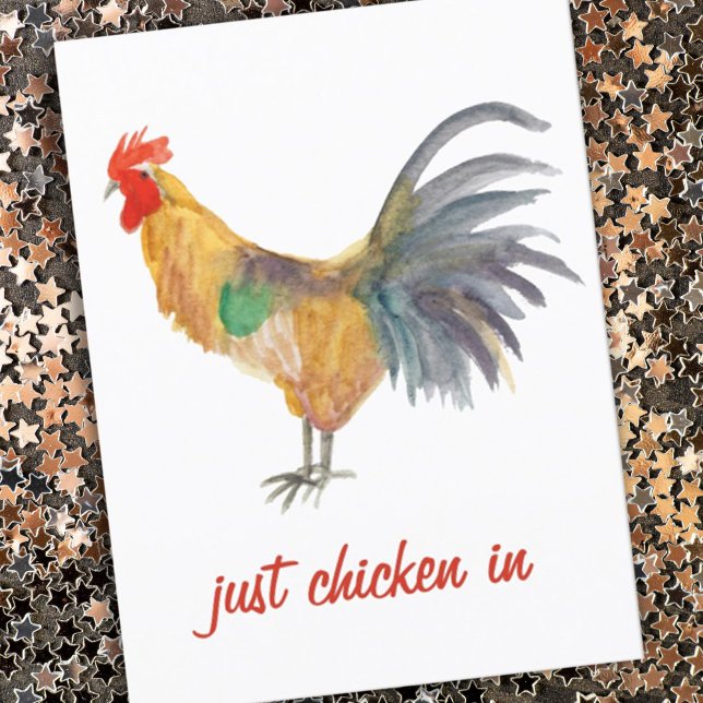 Colourful Chicken Watercolor Funny   Postcard (Funny postcard with watercolor chicken, handpainted colorful and fun!)