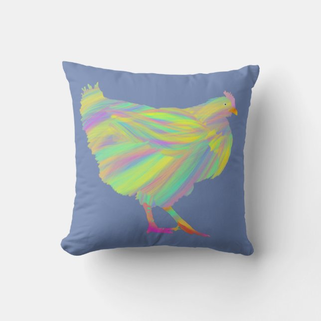 Colourful Chickens Cute Farm Animal Art Painting Cushion (Front)