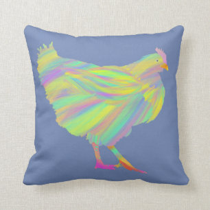 Colourful Chickens Cute Farm Animal Art Painting Cushion