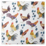 Colourful Chickens & Eggs Pattern Watercolor Farm Tile<br><div class="desc">Check out these colourful watercolor chickens and eggs on this nice ceramic tile. Use it in your kitchen!</div>