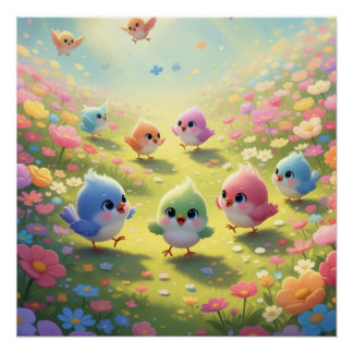 Colourful Chicks Poster