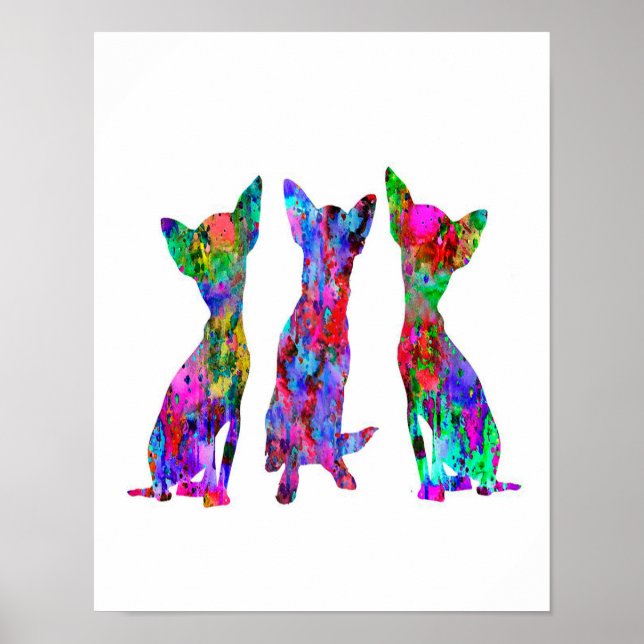Colourful Chihuahua Art Gift | Gift for best Frien Poster (Front)