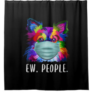 colourful chihuahua ew people dog wearing facemask shower curtain
