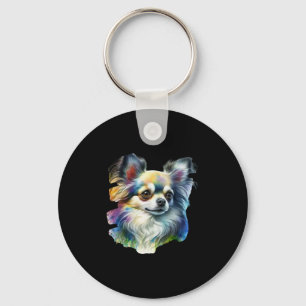 Colourful Chihuahua Portrait Key Ring