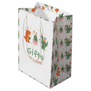 Colourful Childish Dinosaurs Kids Birthday  Medium Gift Bag