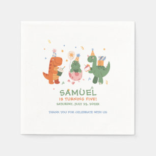 Colourful Childish Dinosaurs Kids Birthday  Napkin