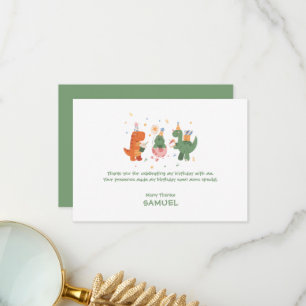 Colourful Childish Dinosaurs Kids Birthday  Thank You Card