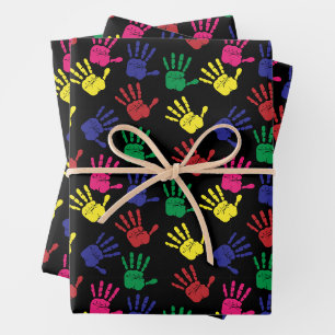 Colourful Children Handprints Seamless Pattern Wrapping Paper Sheet