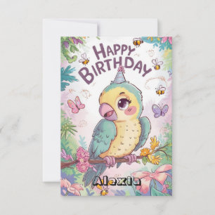 Colourful Children Parrot Digital Birthday Card