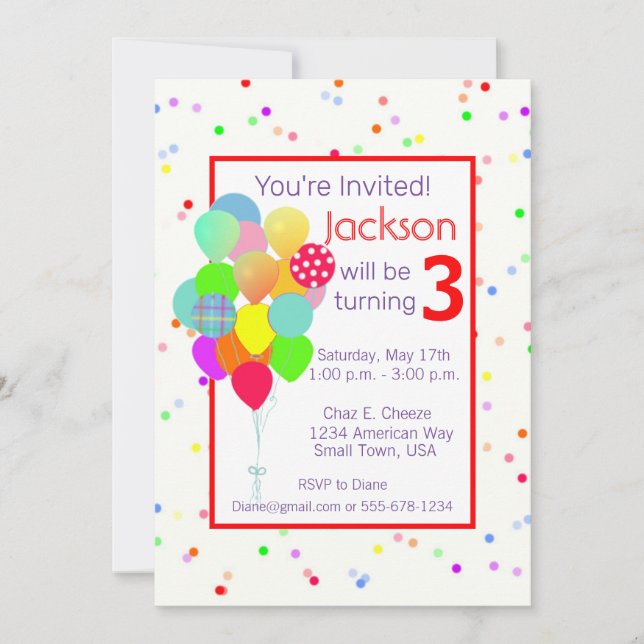 Colourful Children’s Birthday Party Invitation (Front)