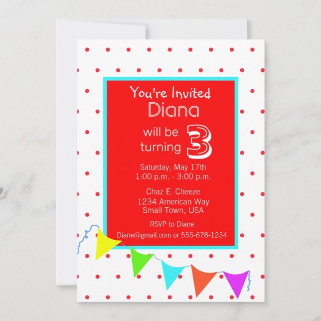 Colourful Children’s Birthday Party Invitation (Front)