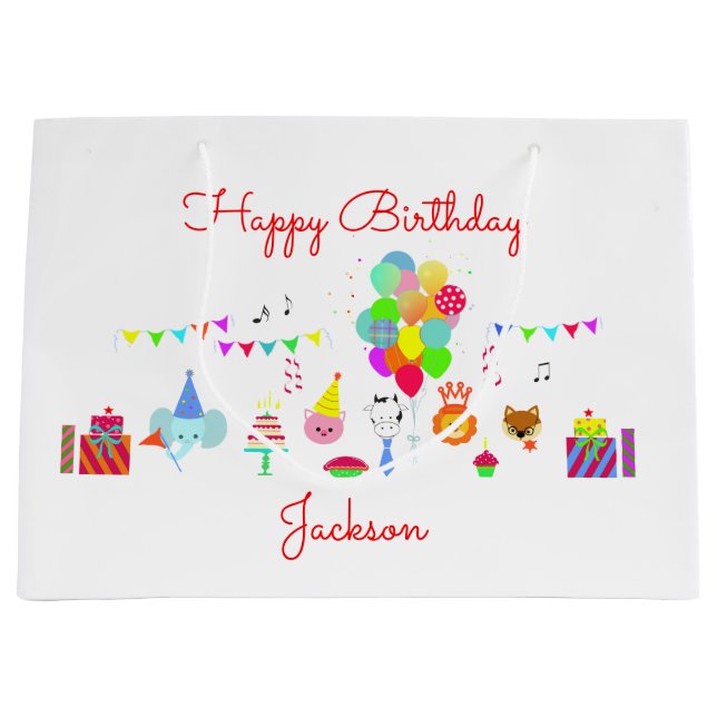 Colourful Children’s Birthday Party Large Gift Bag (Front)