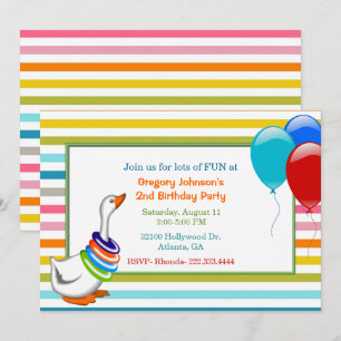Colourful Child's Birthday Party Invitation