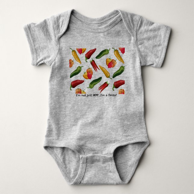 Colourful chilli peppers   baby bodysuit (Front)
