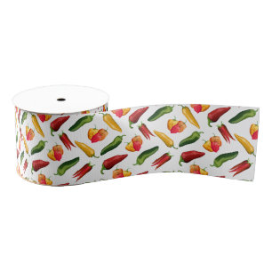 Colourful chilli peppers   grosgrain ribbon