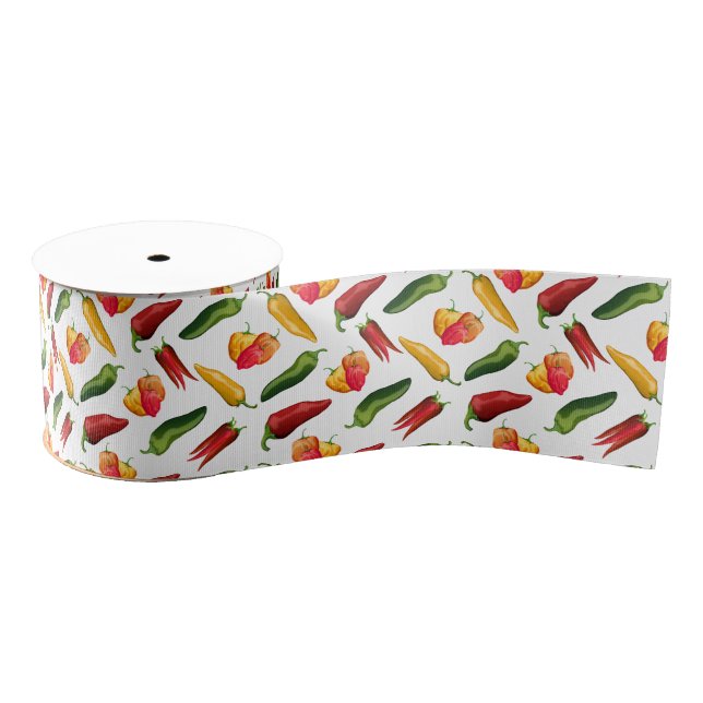 Colourful chilli peppers   grosgrain ribbon (Spool)