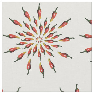 Colourful chilli peppers mandala art fabric