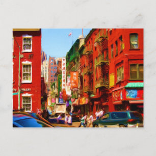 Colourful Chinatown Block NYC Postcard