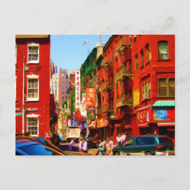 Colourful Chinatown Block NYC Postcard (Front)