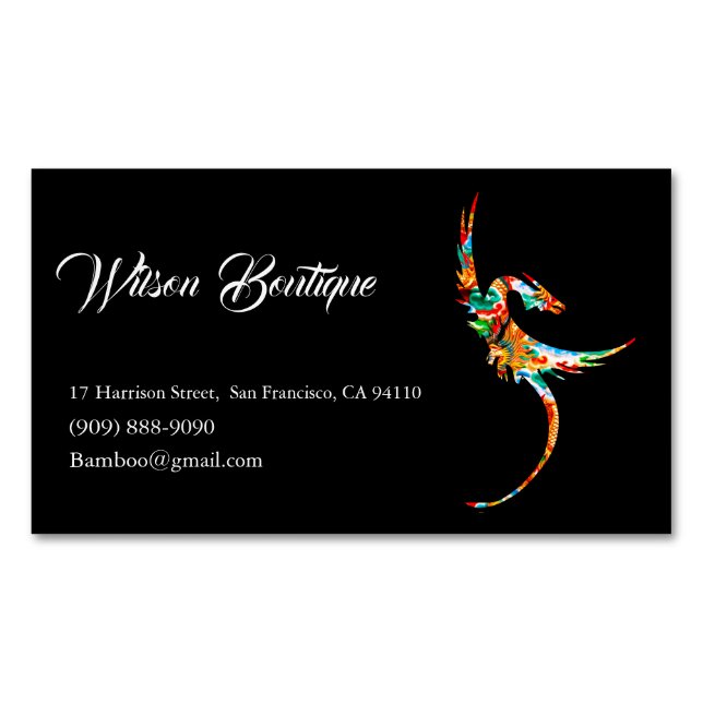 Colourful Chinese Auspicious Cloud Dragon Design Magnetic Business Card (Front)