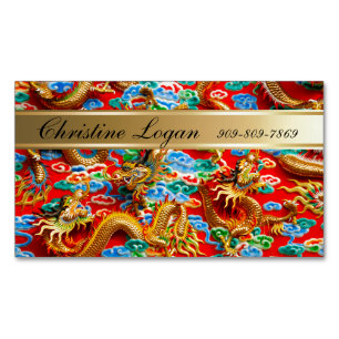 Colourful Chinese Auspicious Cloud Dragon Design Magnetic Business Card