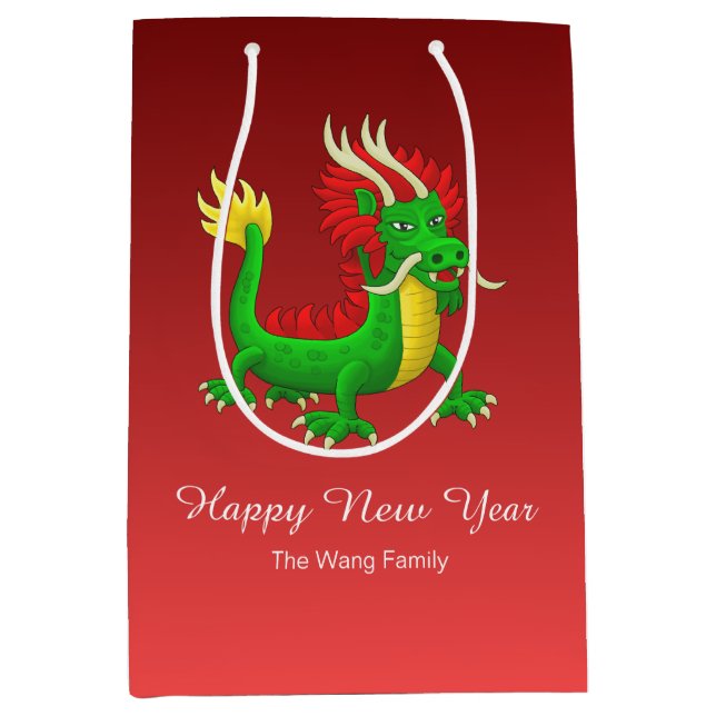 Colourful Chinese Dragon Medium Gift Bag (Front)